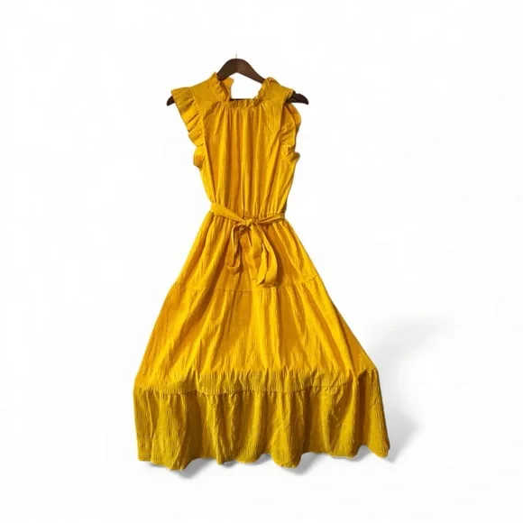 SHEIN Vibrant Yellow Maxi Long Dress Sleeveless Size Large - Picture 3 of 10